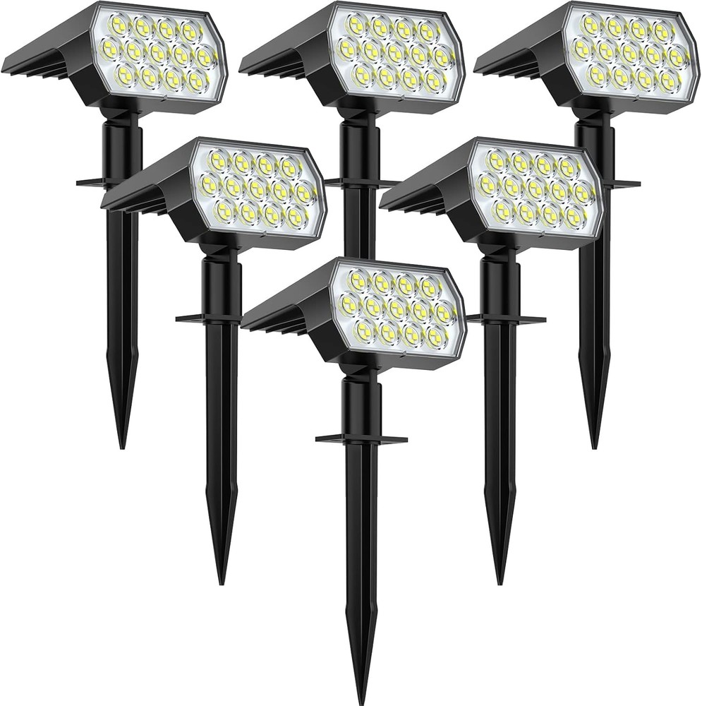 WELALO Solar Spot Lights Outdoor, [6 Pack/65 LED/3 Modes] 2-in-1 Solar Landscape