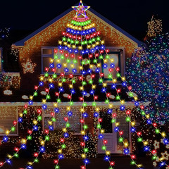 200 LED SOLAR Christmas Tree Waterfall Lights Color Changing Indoor Outdoor