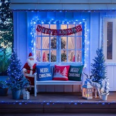 2 Pack 100 LED Blue Christmas Lights Battery Operated 66 ft Waterproof