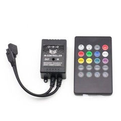 RGB 300LEDs 5050 5M Black PCB LED Strip Light Non-Waterproof+20Keys Music Remote