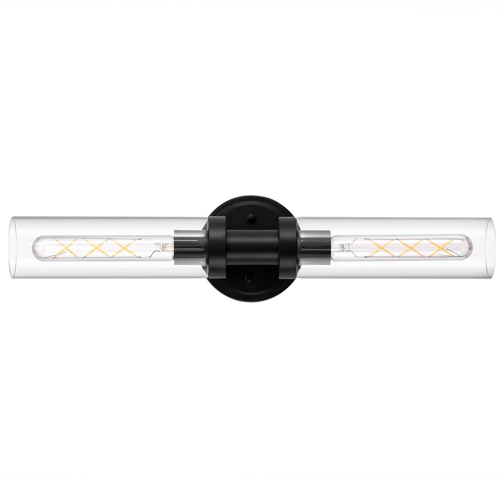 SANTOSTOCK SSW007B2A Black 2-Light Vanity Wall Sconces Clear Glass Shade