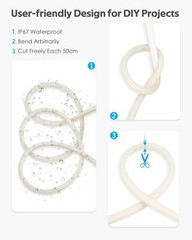 Samsion 65.6FT COB Led Strip Lights Cold White AC 110V~120V 20M,