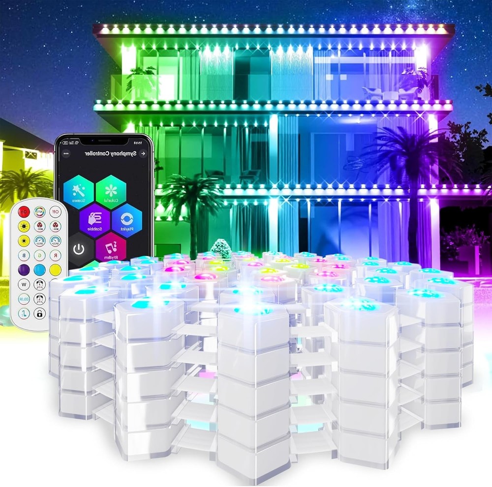 Permanent Outdoor Lights House Roof 50ft RGB Smart Eaves Lights W/ Multi Scene