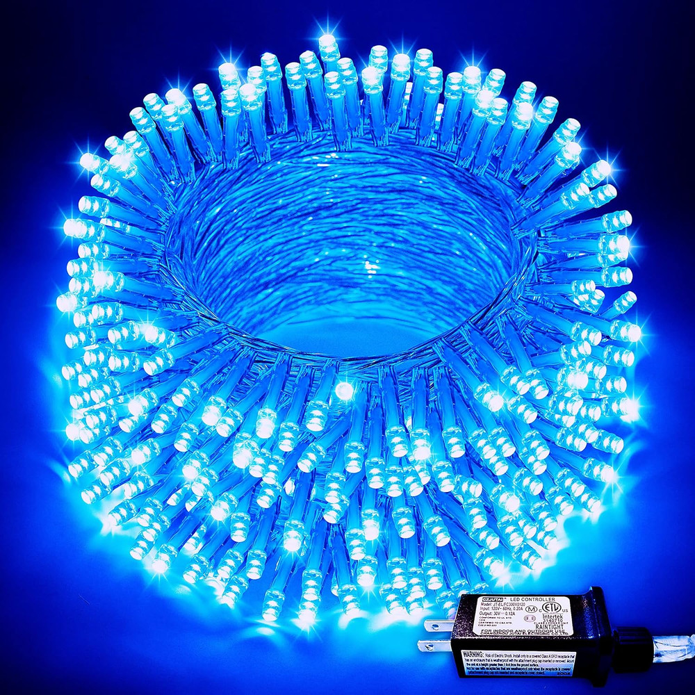 Blue Christmas String Lights Indoor Outdoor, 66Ft 200 LED Blue String Lights Cle