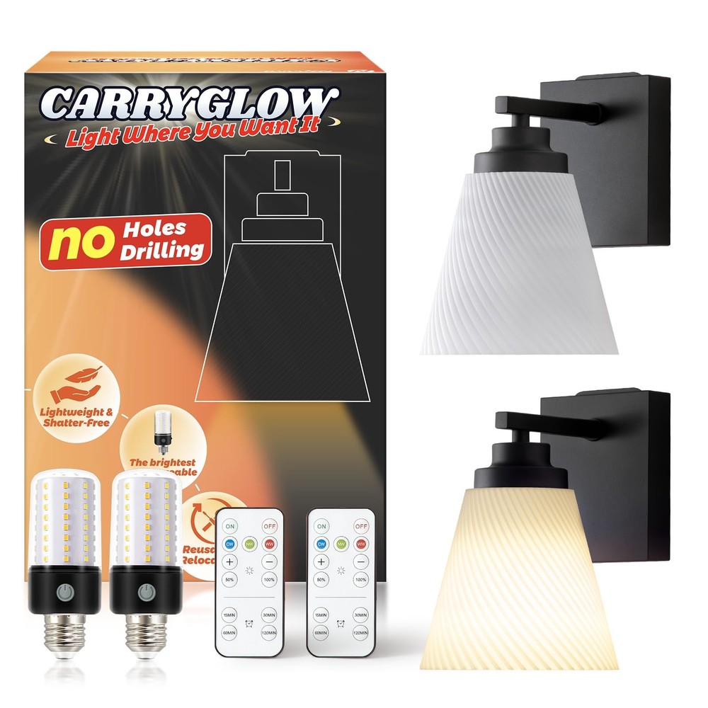 Neporal Carryglow Battery Operated Wall Sconce Peel And Stick No Drill Wall