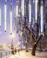 Cool White 20 Tubes Meteor Shower Icicle Lights 480 LED Raindrop Lights with Tim