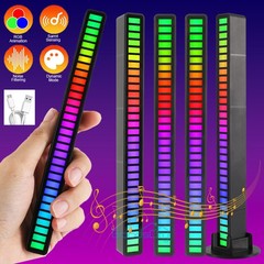 2/4PACK Rechargeable Music Rhythm Voice Light Bar, Sound Activated RGB Light Bar