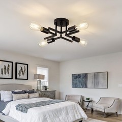 Asgyisa Industrial 4-Lights Semi Flush Mount Ceiling Light Fixture Modern Metal