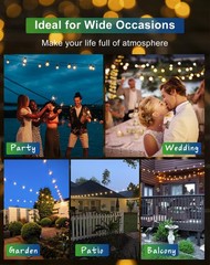 Zuske Solar String Lights Outdoor Waterproof – 2200K Eskst38-50Ft-25Us-Solar