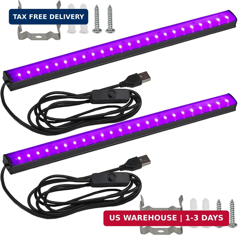 Black Light Bar 10W UV Blacklight Strip for Glow Party: 1ft USB Portable LED Par