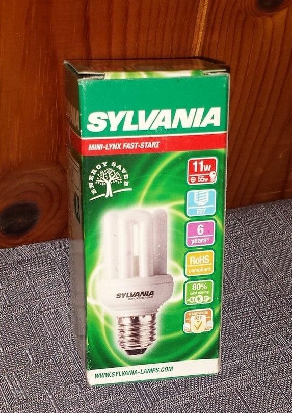Sylvania Energy Saving Bulb E27 11W Pot 55W Neon 4 Tubes Warm White