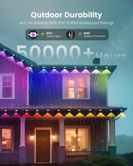 200FT RGB+IC Permanent Outdoor Lights, 24V Year-Round Roof & Eaves Lighting with