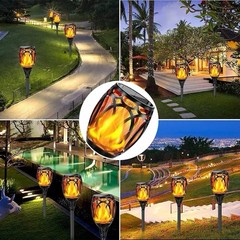 4 Pack 43″ Solar Lights Outdoor LED Higher & Larger Flickering Flame Solar Torc