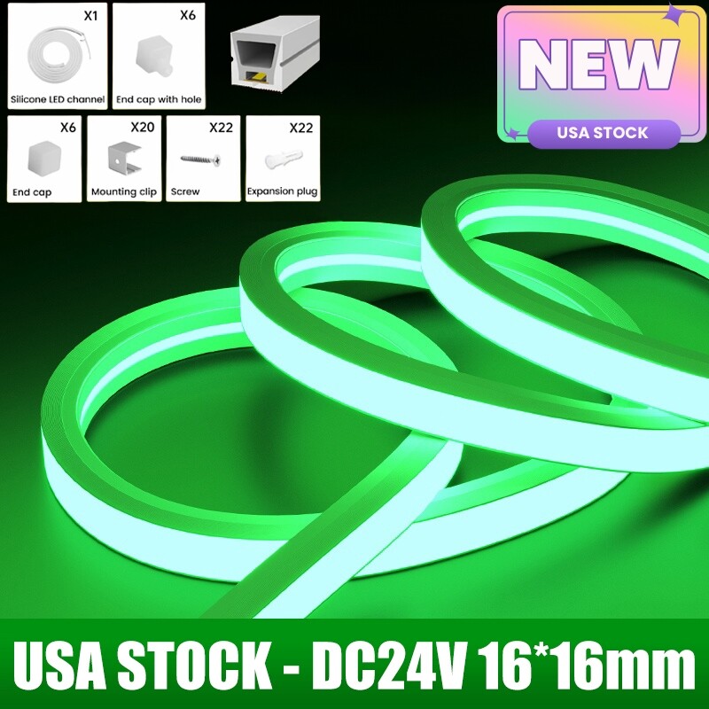 USA 24V Flexible Silicone COB LED Light Strip Waterproof for Home Floor Outdoor