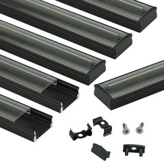 Muzata 6Pack 3.3FT/1M LED Channel 6Pack, Black with Transparent Cover