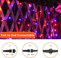 Orange Purple Halloween Lights, 100FT 300 LED String Lights with 8 Modes Timer W