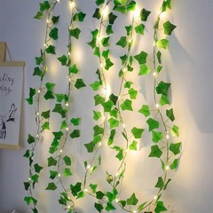 Artificial Ivy Vine Garland String Lights Green Leaf Fairy Hanging Wall Decor