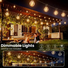 25 FT Outdoor String Lights, Waterproof Patio Light 13 LED Bulbs