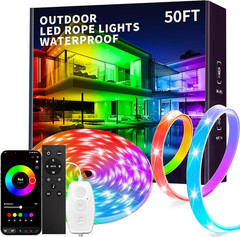 Outdoor Led Strip Lights Waterproof IP68, RGB Outdoor Led Lights with Button & B