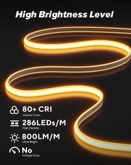 Shine Decor COB LED Rope Light AC 120V, 800lm Ultra Bright, IP65 Waterproof C…