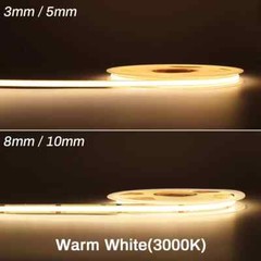 12V 24V RA90 Flexible High Bright Tape LED COB Strip 3mm 5mm 8mm 10mm Light Bar