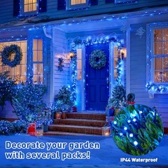 2 Pack 100 LED Blue Christmas Lights Battery Operated 66 ft Waterproof