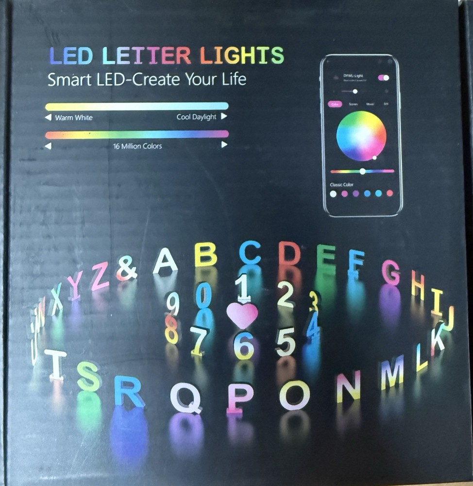 Smart LED Letter Lights App Control RGB Multicolor Warm White–Cool Daylight
