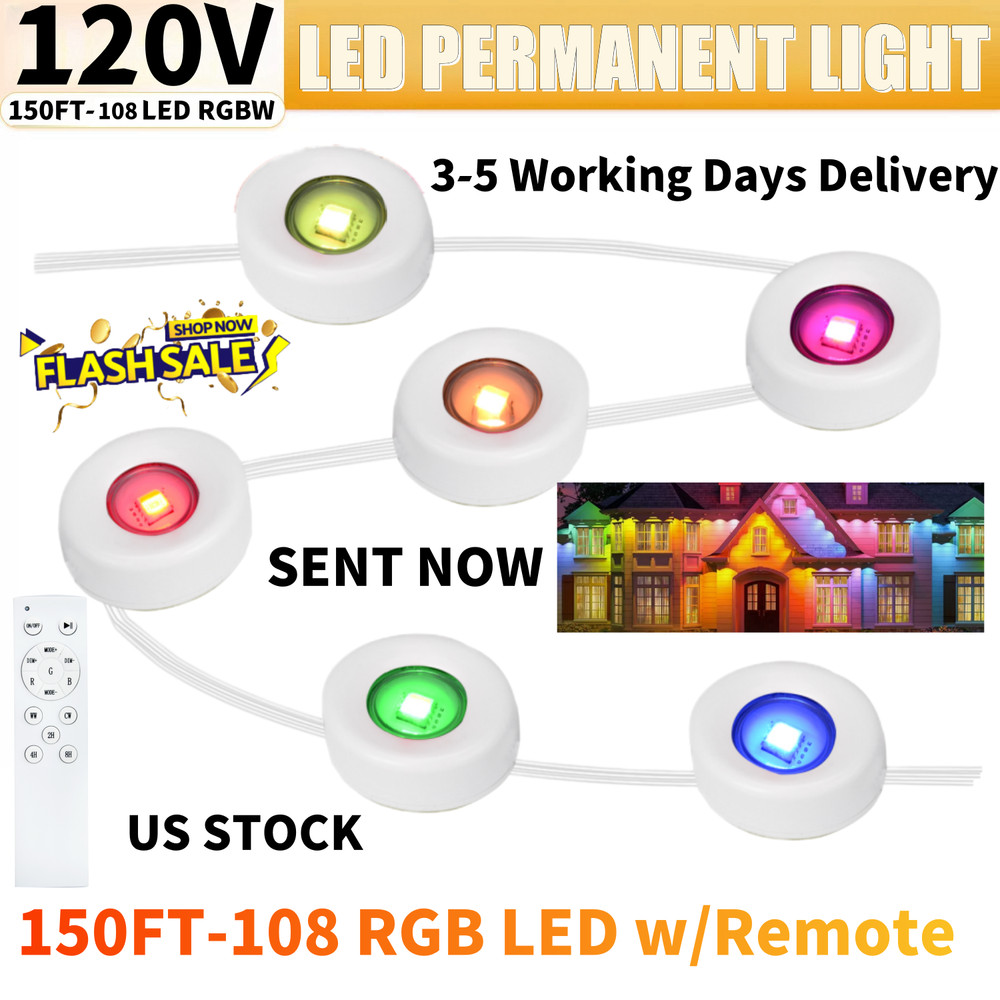 Permanent LED Outdoor Lights, RGB Outdoor Lights 150FT with 108 LED Eaves Lights