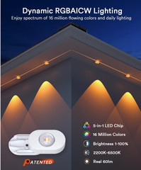 Permanent Outdoor Lights 2 with Remote, 100ft with 60 RGBAICW LEDs for Daily and