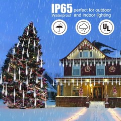 Solar Meteor Shower Lights Outdoor – 576 LED Rain Drop with Pure White