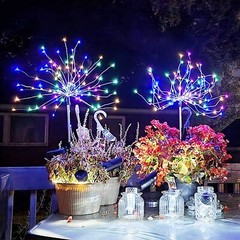 LED Solar Fairy Firework Lights Outdoor Garden Decor Waterproof Path Lawn Lamp
