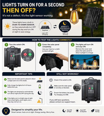 100FT Solar String Lights Outdoor Waterproof with Remote & Timer, LED Shatterpro