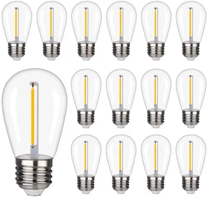 Waterproof S14 LED Light Bulbs Outdoor String Lights Replacement E26 Base 15Pack