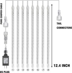 FUNPENY Meteor Shower Rain Lights, 288 LED Christmas Lights Icicle Snow Falling