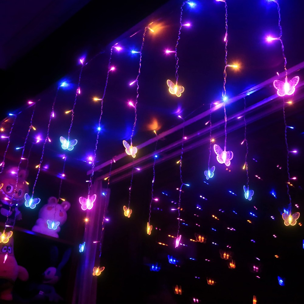 Butterfly Fairy Lights for Bedroom Curtain Ceiling Wall Decor USB Plug-in 120…