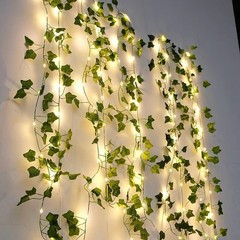 LED Ivy Vine Garland String Lights Artificial Hanging Green Leaves Wall Decor
