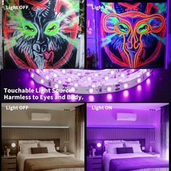 50 Foot Black Light Strips & Remote, Dimmable Flexible Blackights Strip Lights f