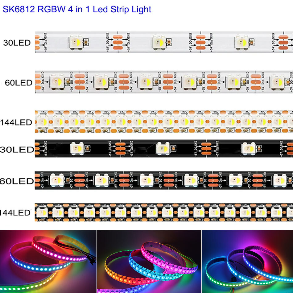 5V SK6812 RGBW RGBWW 4 in 1 LED Light strip Similar WS2812B Addressable Led Tape