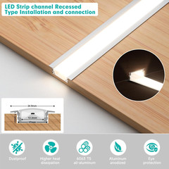 10-Pack 6.6Ft/2Meter Silver Recessed LED Aluminum Channel for LED Strip Lights D