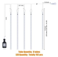 192 LED 8 Tubes Lights Meteor Shower Rain Tree String Light Garden Party Outdoor