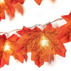 9.8FT Fall Thanksgiving Maple Leaves 30 LED Light Lamp Garland Festival Decor US