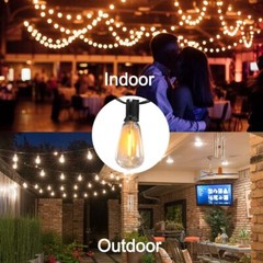 100FT Outdoor String Lights Patio Lights 2Pack-(50ft 25 Led) ST38 Shatterproof