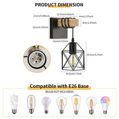 Plug in Wall Sconces Set of Two, Black Farmhouse Bathroom Wall Lamp