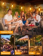 25FT Outdoor String Lights with Waterproof Dimmable Edison LED Bulbs