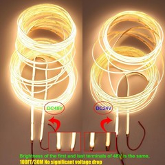98.4FT 48V COB LED Strip Super Bright 480leds/m Flexible Tape Cabinet Home Light