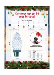 C9 Led Christmas String Lights, 68 Feet 100 LED Strawberry Roof Lights with 1…