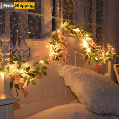 2m/20 Led Purple Wisteria Flower String Light Indoor Room Decoration Gift