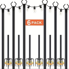 6 Pack 11.1Ft String Light Poles Outdoor Metal Branch Light Stand