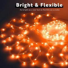 Orange 8-Mode LED Outdoor Waterproof Rope Light 10′ 20′ 25′ 50′ 100′ 150′ ft