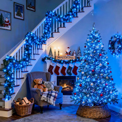Blue Christmas String Lights Indoor Outdoor, 66Ft 200 LED Blue String Lights Cle